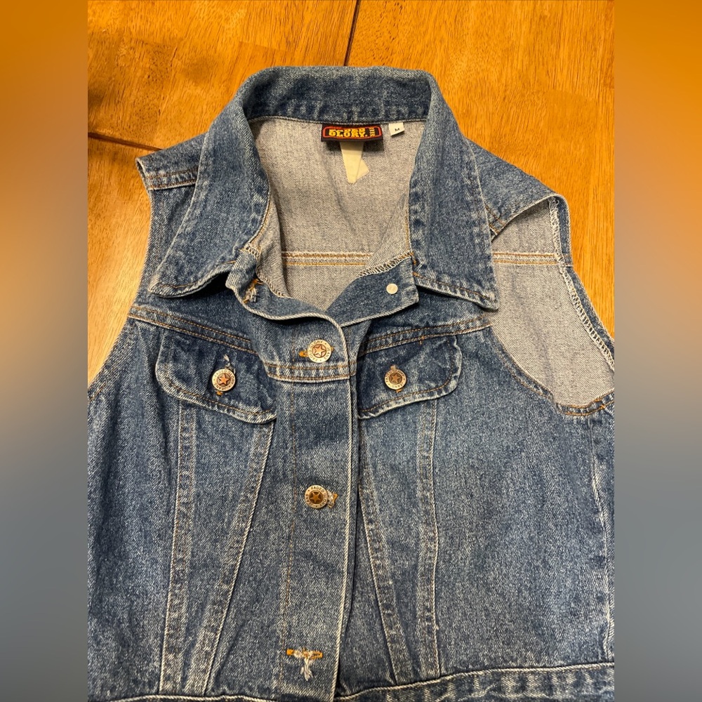 🔥Faded Glory 🖤Sleeveless Denim 😎Vest Jean Jacket Med. Vintage 90s Grunge Moto